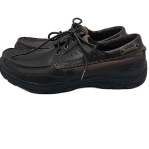 Skechers Relaxed Fit Mens Brown Leather Lace Up Casual Shoes Memory Foam Size 13
